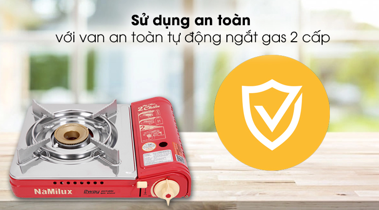 Bếp gas mini Namilux NH-P2915PS - Sử dụng an toàn, bảo vệ 2 lần với van an toàn tự động ngắt gas 2 cấp