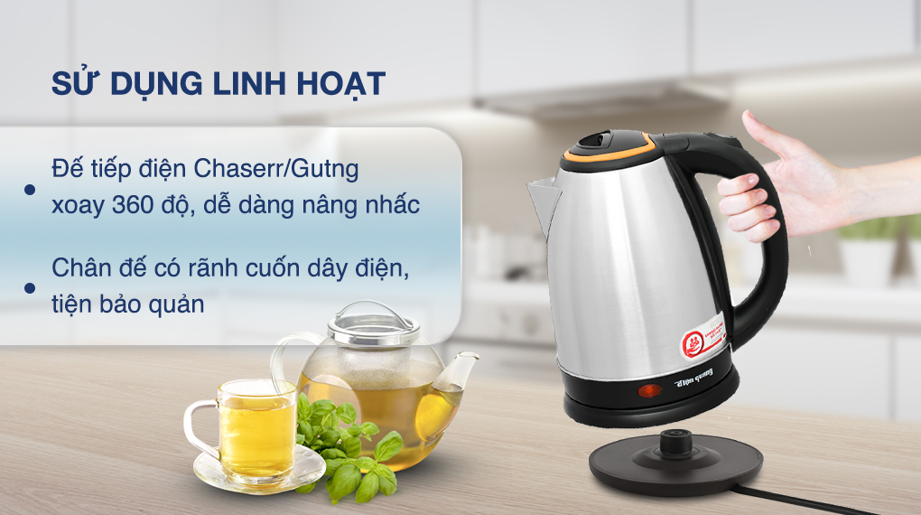 Bình đun siêu tốc Điện Quang 1.8 lít ĐQ EKT06 1518 BL - Đế tiếp điện