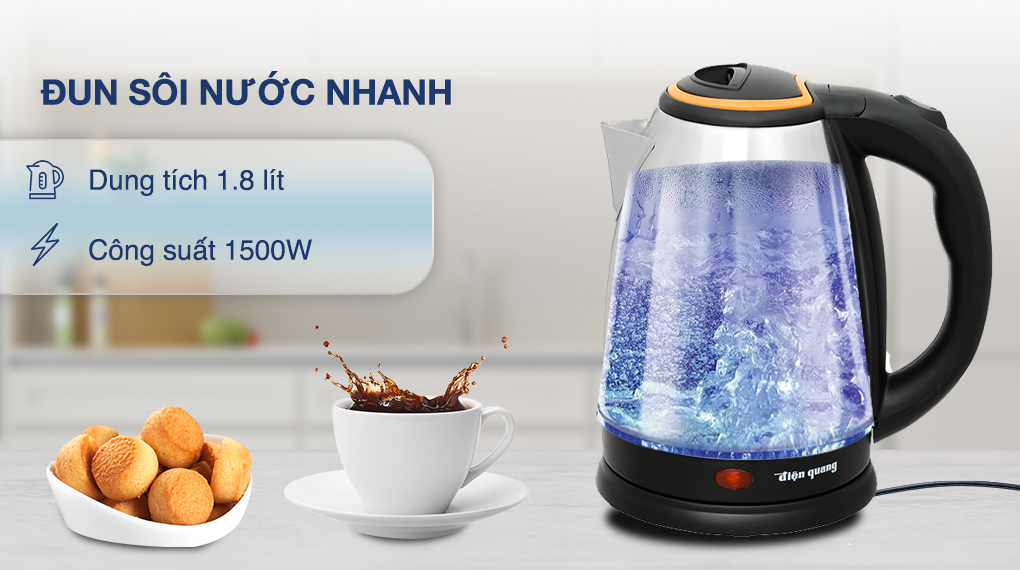 Bình đun siêu tốc Điện Quang 1.8 lít ĐQ EKT06 1518 BL - Dung tích