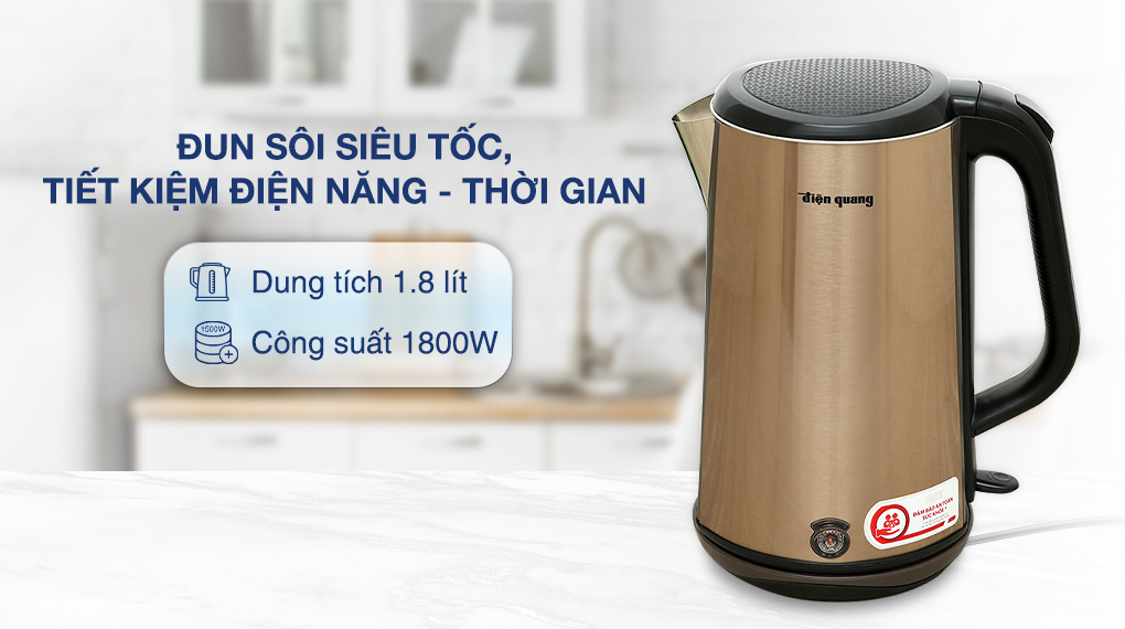 Bình đun siêu tốc Điện Quang 1.8 lít ĐQ EKT08 1818 GO - Dung tích