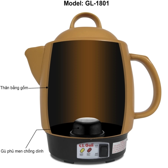 Ấm sắc thuốc Gali GL-1801  3,3L  công suất 450W