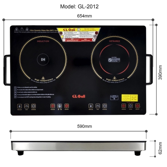 Bếp đôi GL-2012 điện từ và điện quang Gali