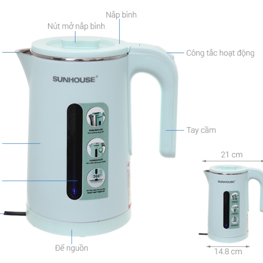 Ấm  siêu tốc inox Sunhouse SHD1351