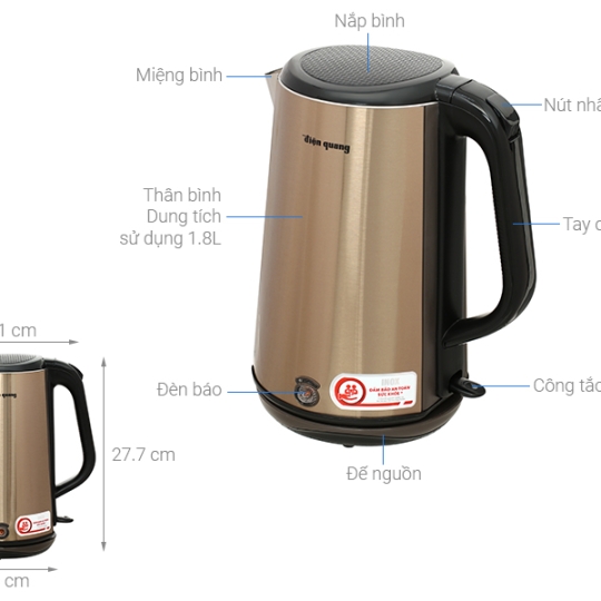 Ấm siêu tốc Điện Quang 1.8 lít ĐQ EKT08 1818 