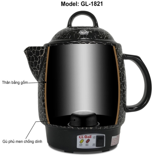 Ấm sắc thuốc Gali GL-1821  Dung tích : 3.3 lít  Công Suất 450W